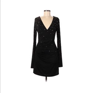 Halston black dress w gold sequins